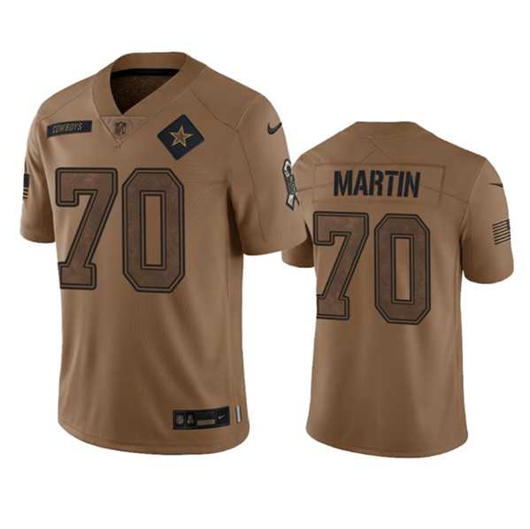 Men's Dallas Cowboys #70 Zack Martin 2023 Brown Salute To Service Limited Football Stitched Jersey Dyin